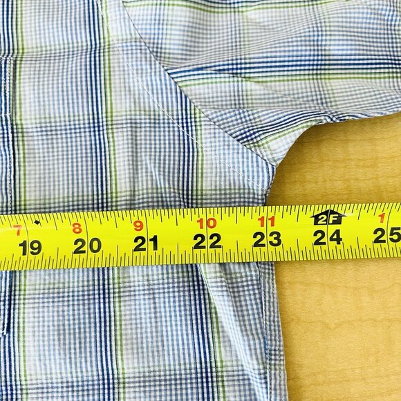 MICHAEL Michael Kors Men's Long Sleeve Plaid Blue Shirt Size 16.5 32/33 Large - Picture 10 of 11